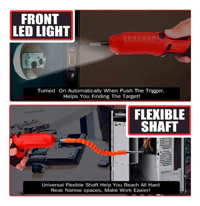Destornillador Eléctrico Inalámbrico Recargable Color Rojo