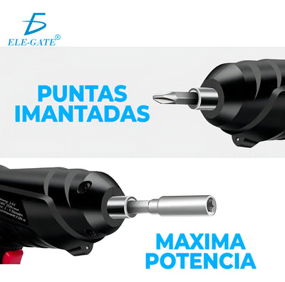Destornillador Eléctrico Taladro Inalámbrico Recargable Color Negro