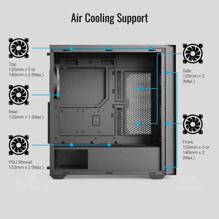 Gabinete Gamer Aerocool D502a Negro 4 Ventiladores Argb