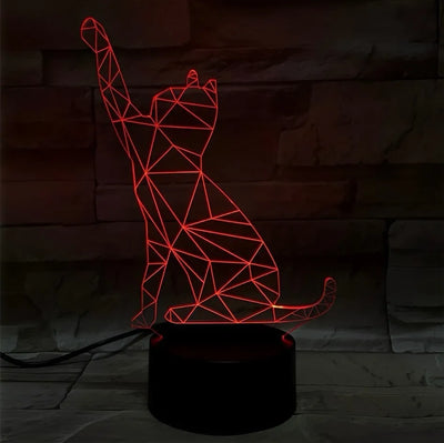 Lámpara De Noche Led Gato 3d Holograma Decoración Regalo Negra