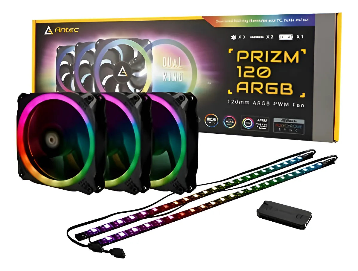 Kit Ventiladores Antec Argb 120mmx3/2xtiras/controlador