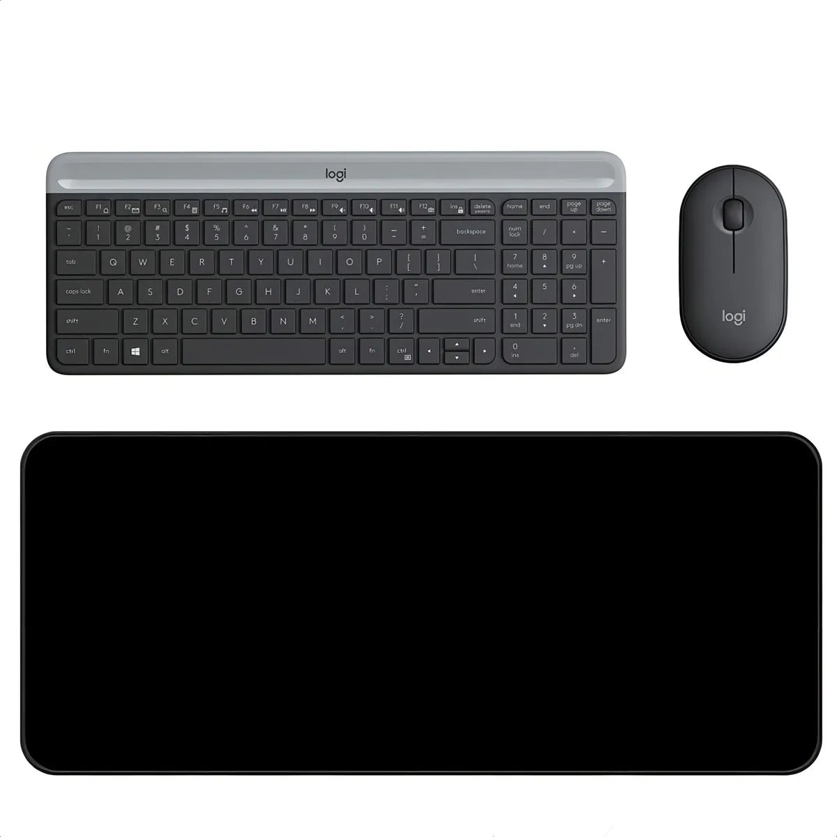 Combo Inalámbrico Logitech Mk470 + Alfombrilla Xl (80x30cm) Mouse Negro Teclado Negro