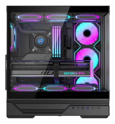 Gabinete Gamer Iceberg Crystal Gx Black X4 Fans Argb Usb C Negro