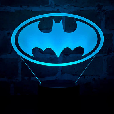 Lámpara De Noche Led Logo Batman Holograma Decoración Regalo Negra