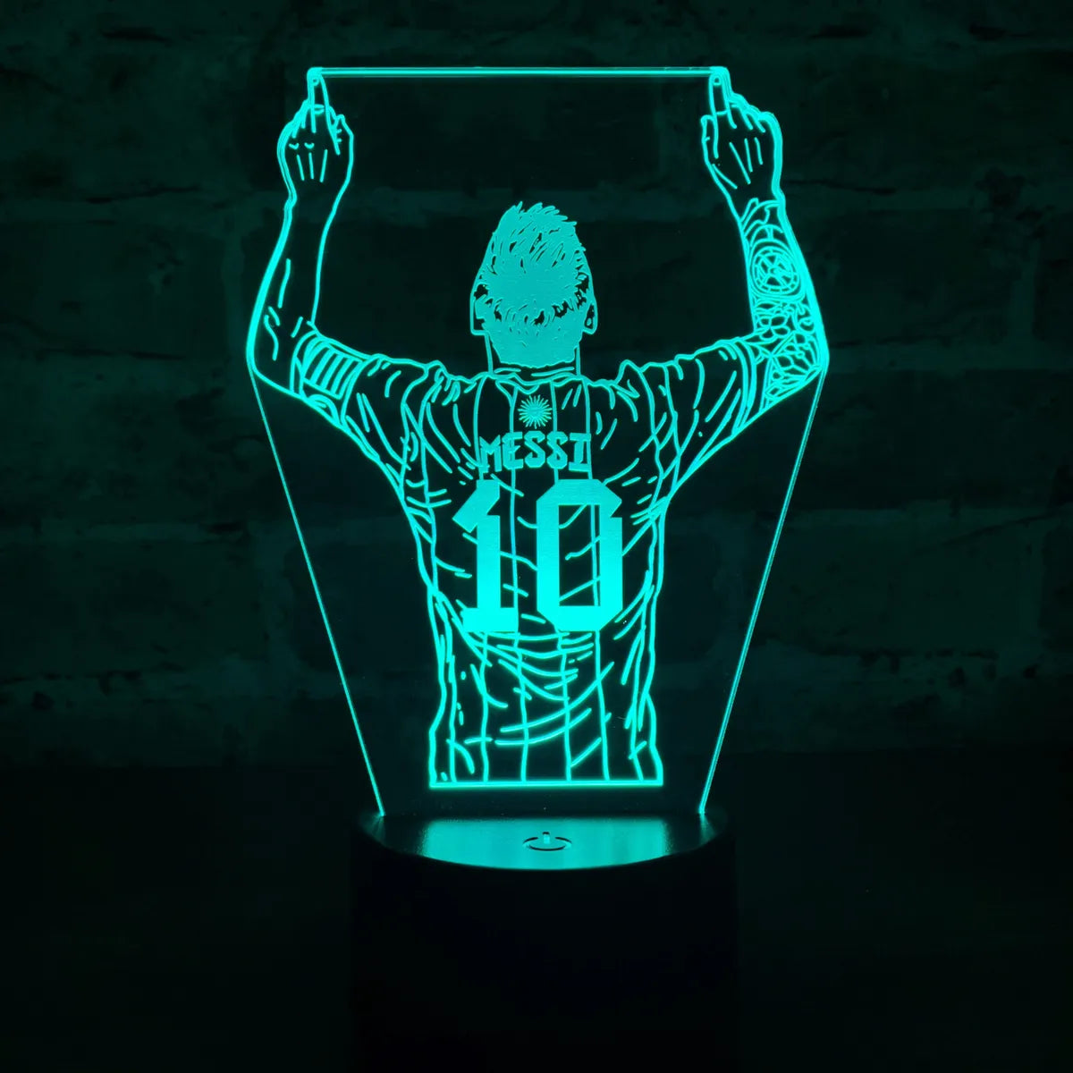 Lámpara Led Messi Fútbol Decoración Regalo Holograma - Negra