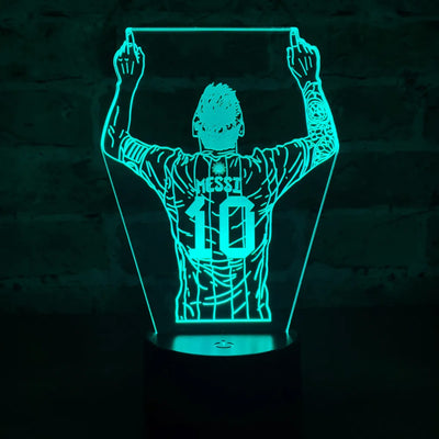 Lámpara Led Messi Fútbol Decoración Regalo Holograma - Negra