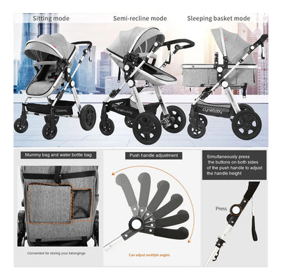 Coche De Bebe Para Recien Nacidos 2 En 1 Con Moisés 0 Meses Gris
