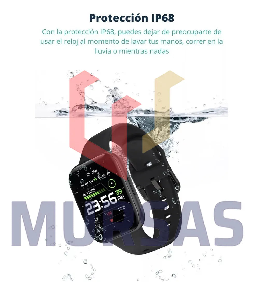 Reloj Smartwatch Deportivo Redes Sociales Llamadas Táctil Negro