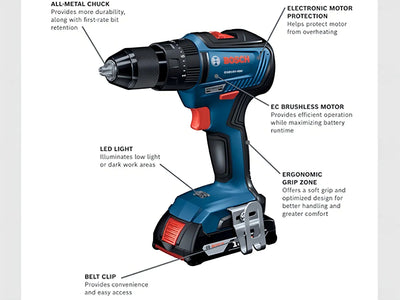 Kit Taladro Percutor Bosch Sin Escobillas Gsb18v-490b12