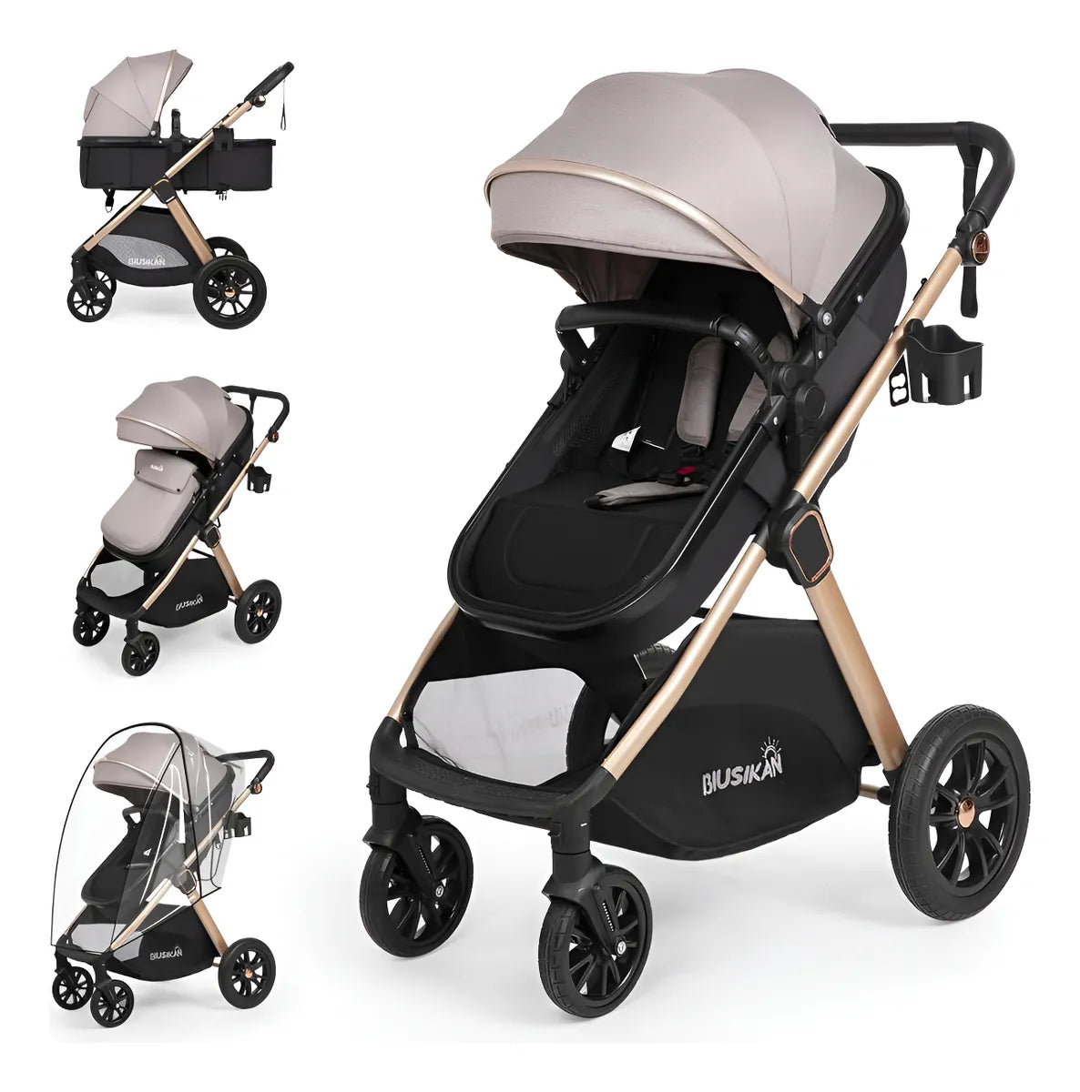 Cochecito De Bebé Convertible 6 En 1 Con Modo Moisés