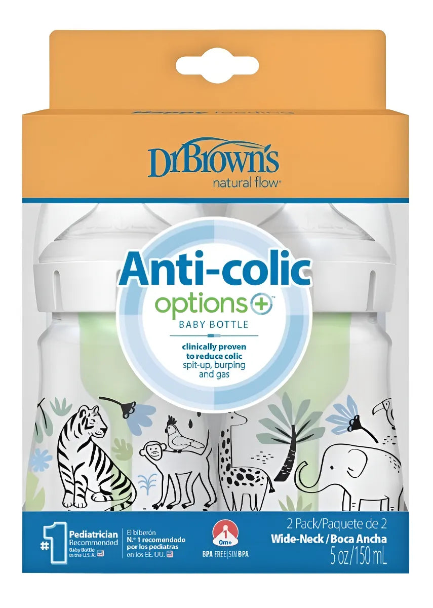 Set 2 Teteros Option+ Ba 5oz Decorado Jungla - Dr. Browns Color Diseño de Bosque Color Azul