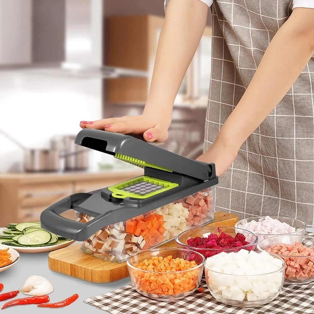 Mandolina Cocina Profesional Cortador Vegetales 14 Piezas Negro