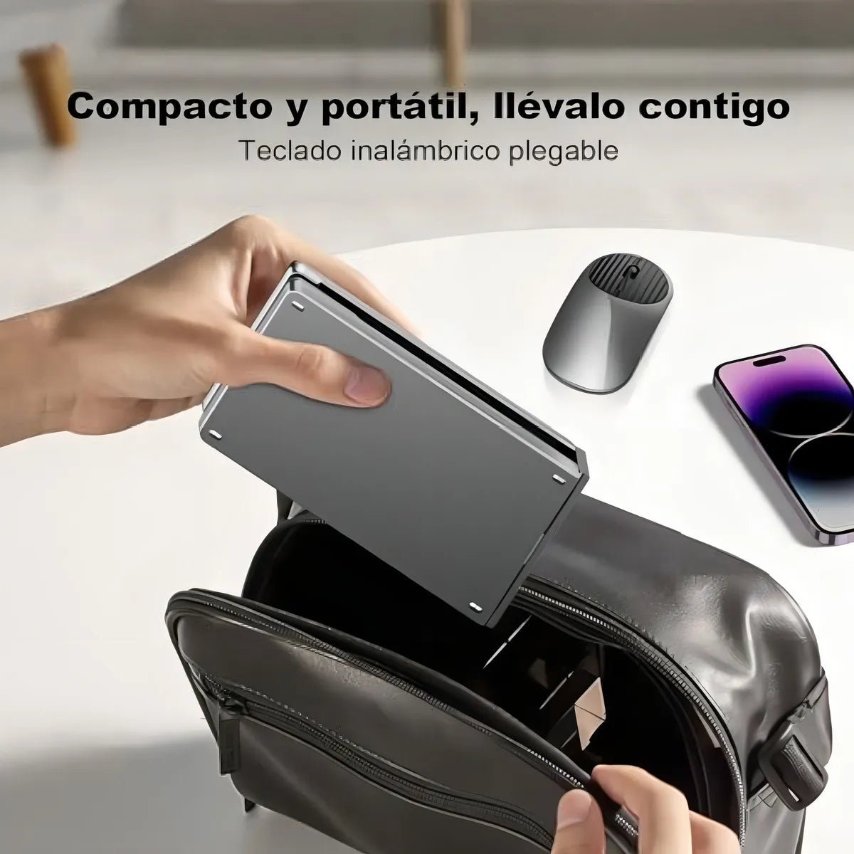 Teclado Inalambrico Bluetooth Plegable Para Pc Cel Letra Ñ Teclado Gris Idioma Inglés Internacional