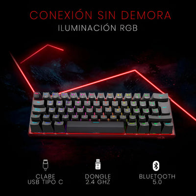 Teclado Mecánico Redragon Fizz Pro K616 Rgb Wireless Dual Color Del Teclado Negro Idioma Español Latinoamérica