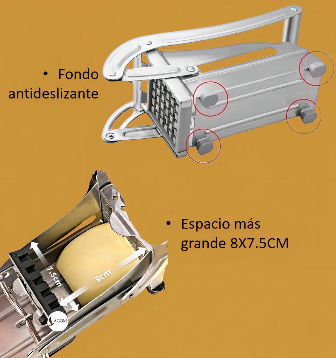 Cortador De Papas Rallador De Verduras Rebanador De Cebollas Lagom Lg300 Multifuncional Resistente Durable Acero Inoxidable Cuchillas Afiladas 2 En 1 9x9cm Y 12x12cm Base Antideslizante Ahorra Tiempo