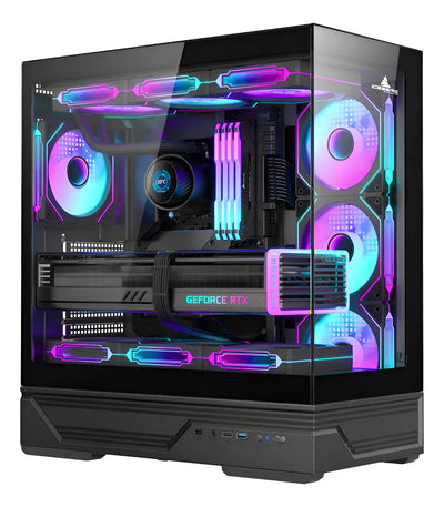 Gabinete Gamer Iceberg Crystal Gx | 4 Fans Argb Usb C Negro
