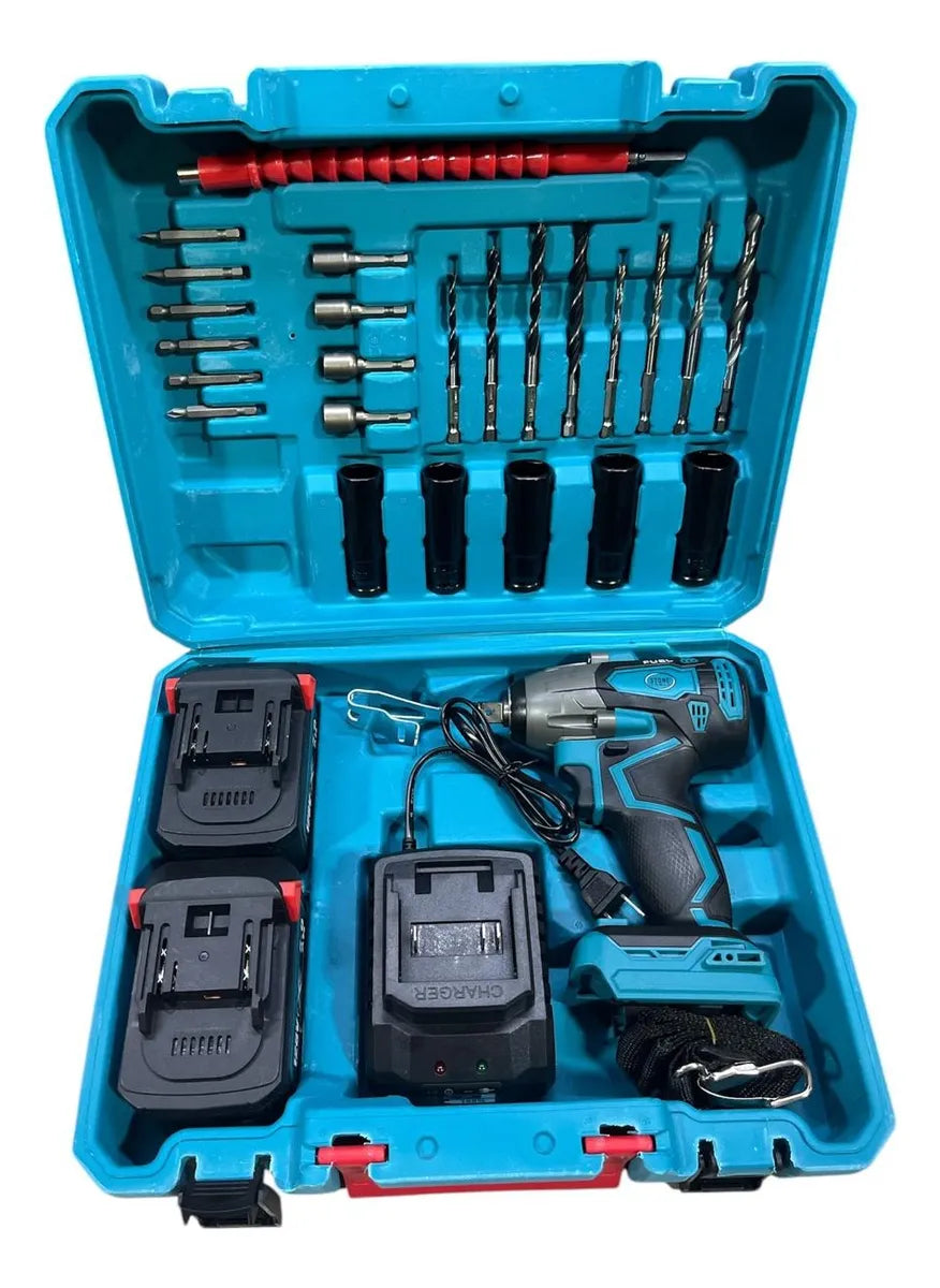 Pistola Llave Impacto De Media Inalambrica Reversible 128v - Azul Acero