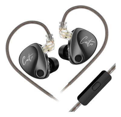 Auriculares Kz Castor 4 Drivers C/mic Dynamic Harmam con ecualizador de color negro