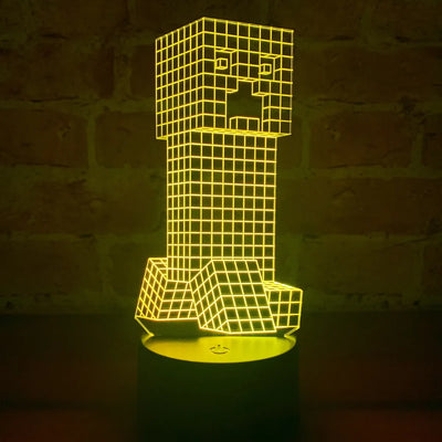 Lámpara De Noche Led 3d Minecraft Creeper Regalo Holograma Negro