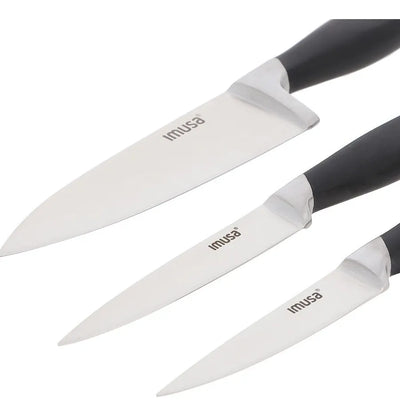 Set 3 Cuchillos Chef Multiusos Imusa 5861030379 Color Negro