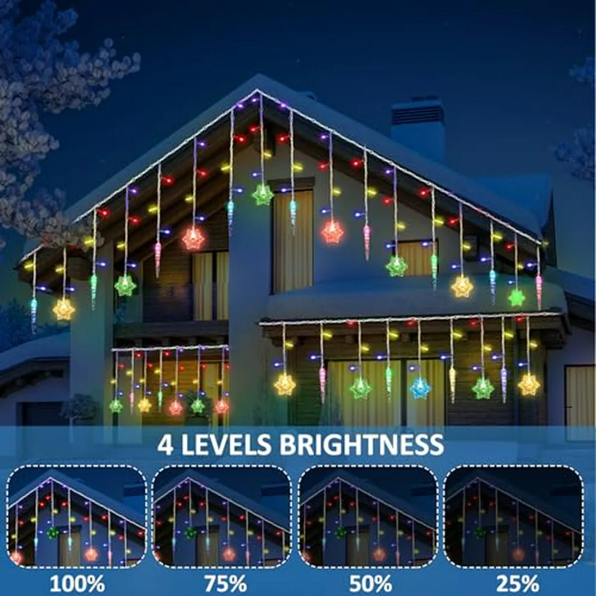 Luces Led Navideñas Vihose: Cortina De Copos De Nieve 23ft