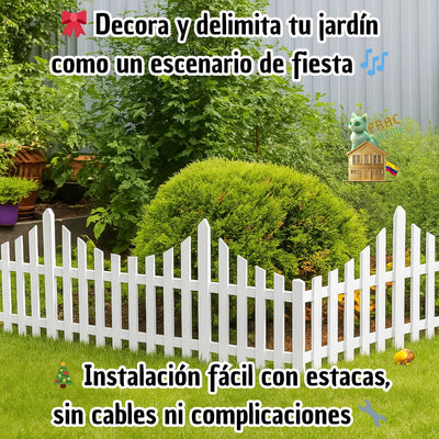 Set Kit Cerca Valla Plástica Luz Solar Automática Led Decoración Navideña Delimitar Sendero Cerramiento División Borde Jardín Finca Patio Nocturno Mágico Confiable Duradero Exterior 1.75 Metros