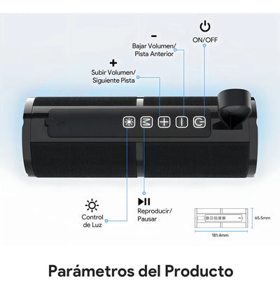Parlante Bluetooth Portátil 1Hora BOC060 5.1 Altavoz Inalámbrico con Sonido Estéreo HD 2400mAh 3.5mm Color Negro