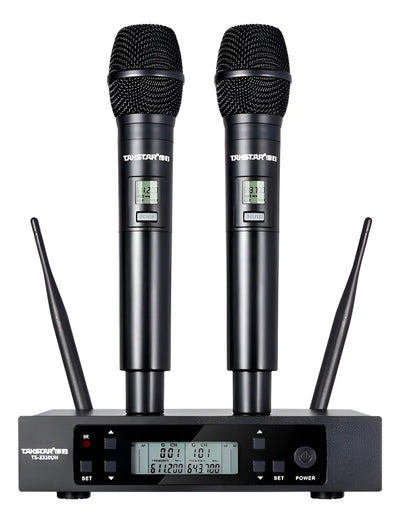 Microfonos Inalambricos Doble Takstar Ts3310 100mt 100ch Uhf Negro