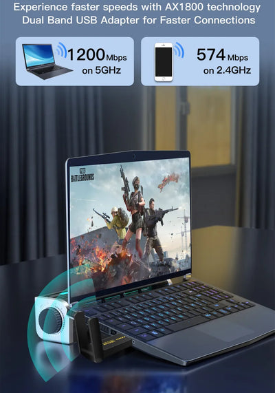 Adaptador Wifi 6 Fenvi Fu-ax1800 Doble Banda 2,4 Y 5ghz 1200