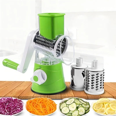 Cortador de verduras 3 en 1 de acero inoxidable y rallador de mesa
