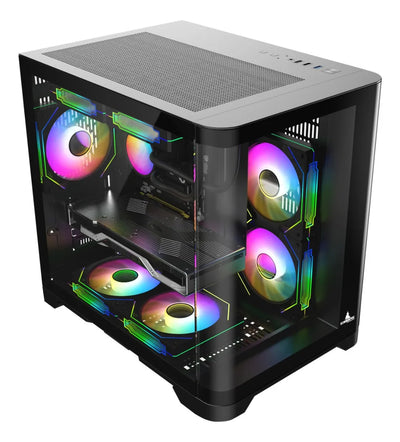 Gabinete Gamer Iceberg Crystal Wave M Negra Argb 3 Fans Negro
