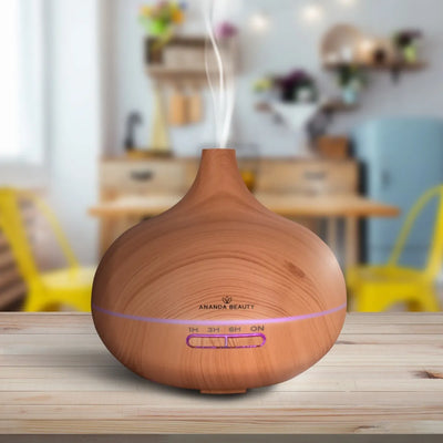 Difusor Aroma Humidificador Ananda Beauty Q-19 300ml Luz LED Marrón