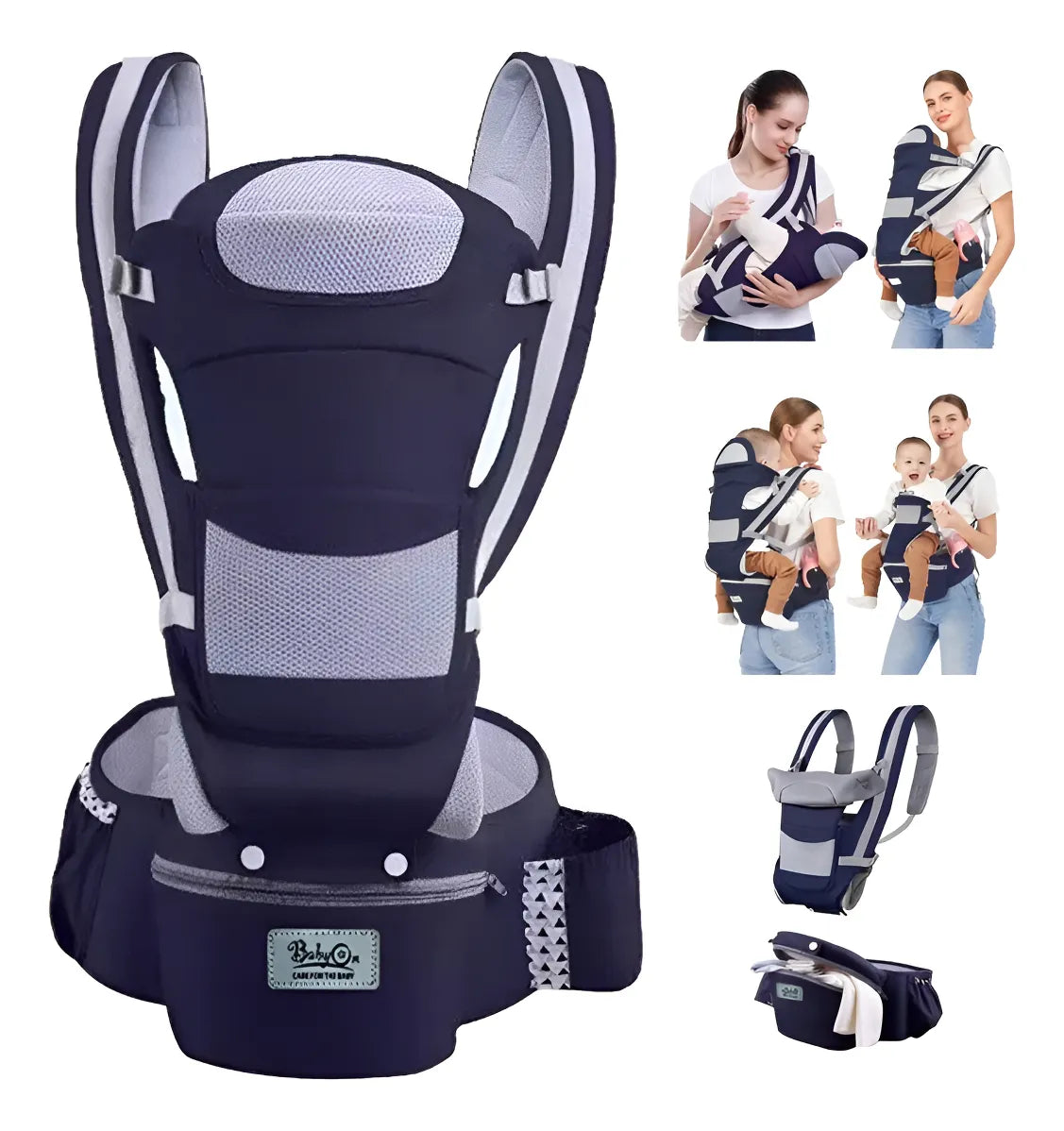 Cargador Silla Ergonomico Multiposiciones Para Bebes Baby On Azul Oscuro