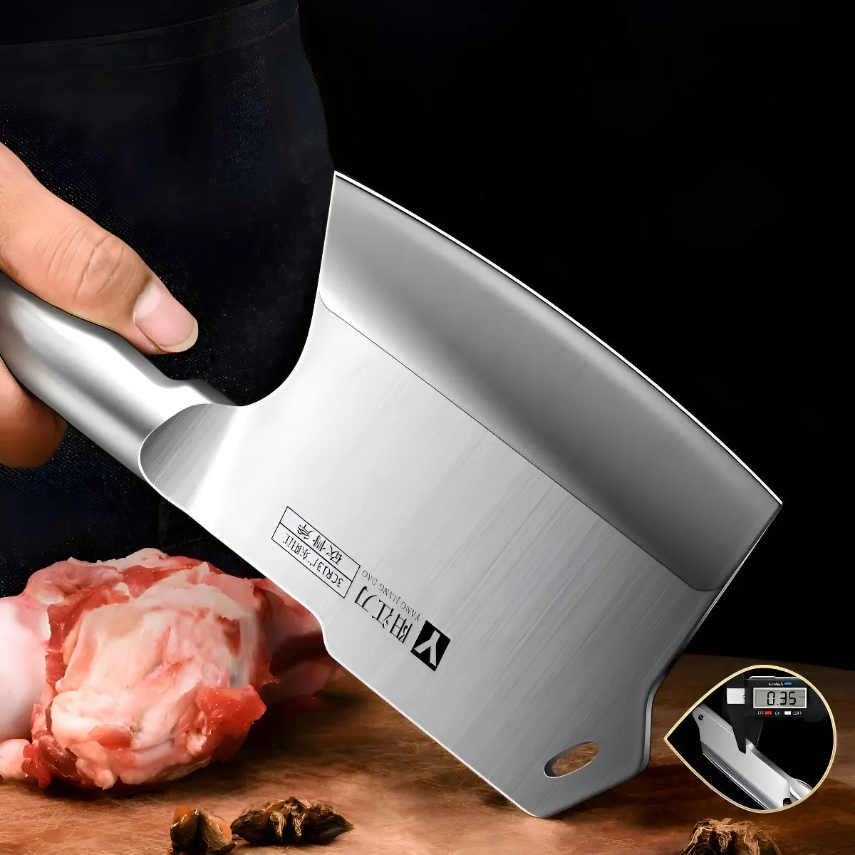 Hacha Carnicero Huesos Cuchillo Stainless Steel Inoxidable Color Plateado
