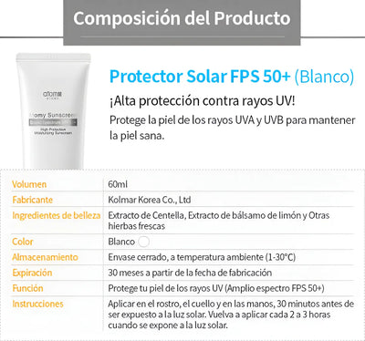 Protector Solar Atomy tono blanco Sunscreen