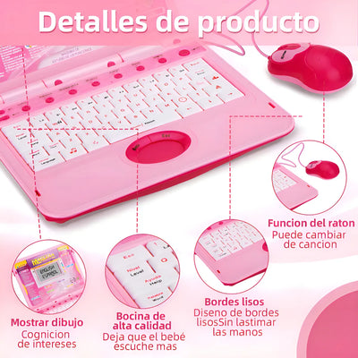 Computadora Infantil Bei Tian 246ES Didáctica Portátil Color Rosa 66 Programas