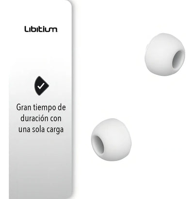 Audífonos Inalámbricos Bluetooth Libitium AUDI-B Color Blanco/Azul con Estuche de Carga