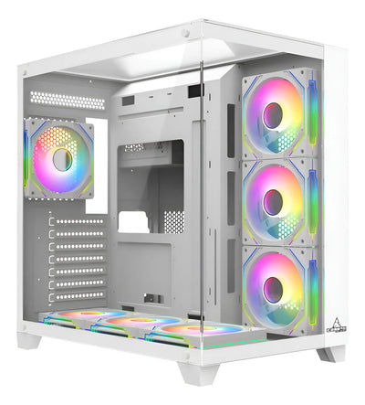 Chasis Gamer Crystal Cube Xl Blanco X7 Fan Argb Blanco