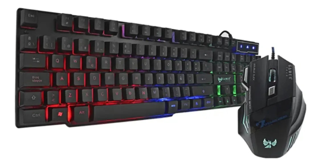 Combo Gamer Teclado Y Mouse Retroiluminado Alambrico Pc Color del teclado Negro Combo Gt300c