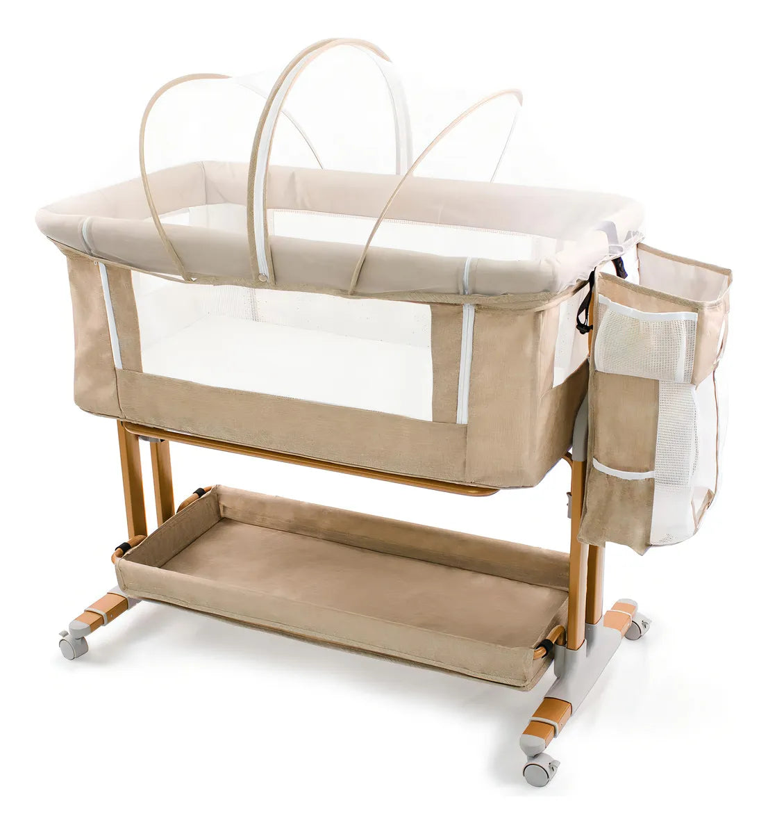 Bicystar Moisés Para Bebé 2 En 1 Con Ruedas, Cama Con Col. Color Oro