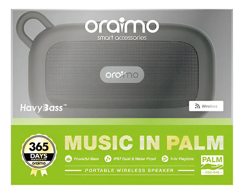 Parlante Inalámbrico Palm Oraimo Ip67 Bt Latentación Color Gris