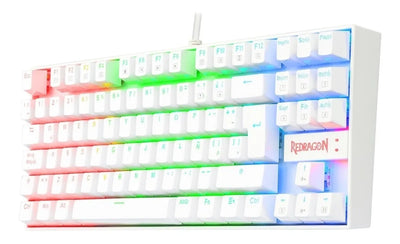 Teclado Gamer Redragon Kumara K552 QWERTY Español Latinoamérica Color Blanco con Luz RGB