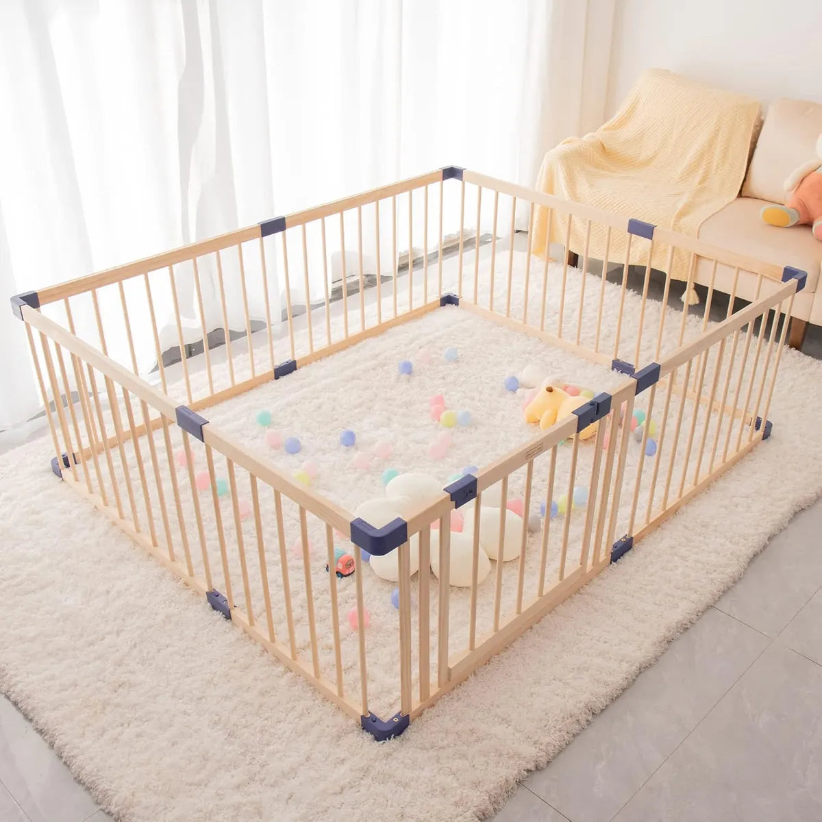 Parque Infantil De Madera Ultra Seguro Con Puerta