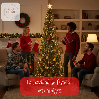 Arbol de Navidad Vermont 2.25m 475 Puntas Gio Home Pino Navideño Look Natural Base Metálica Artificial para Decoración con Bolas Adornos Extensiones Cintas Bombillos Botas Campanas Luces Estrella Noel