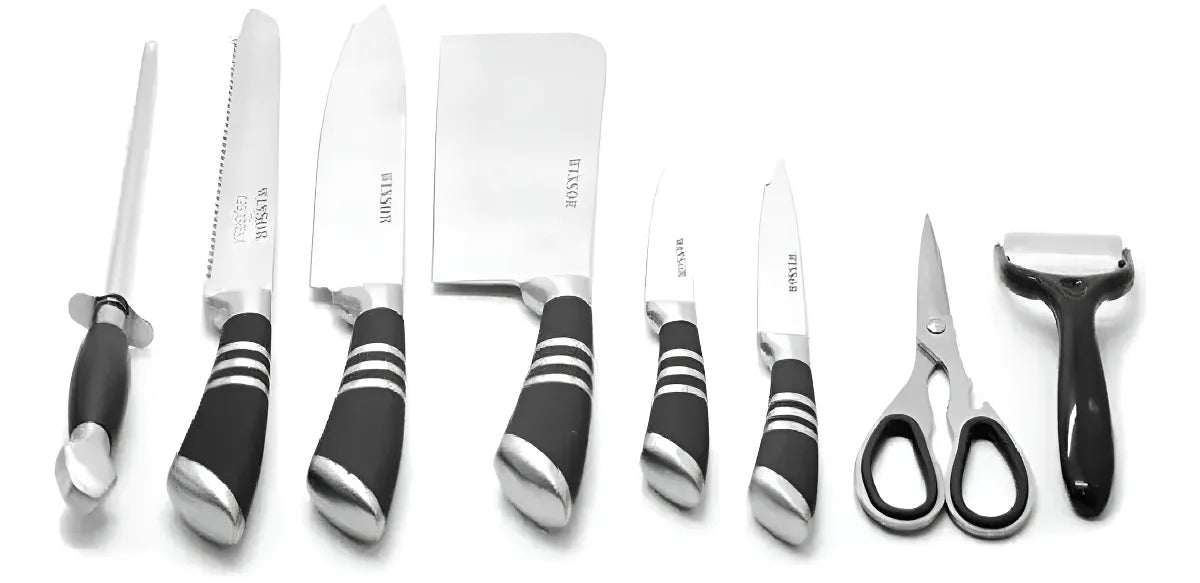 Set De Cuchillos Winsor 9 Pcs Color Plateado/Negro