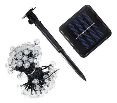 Solar Flasher 50 Bolas De Luz Led Solar Navideña Blanca Cali Dorado