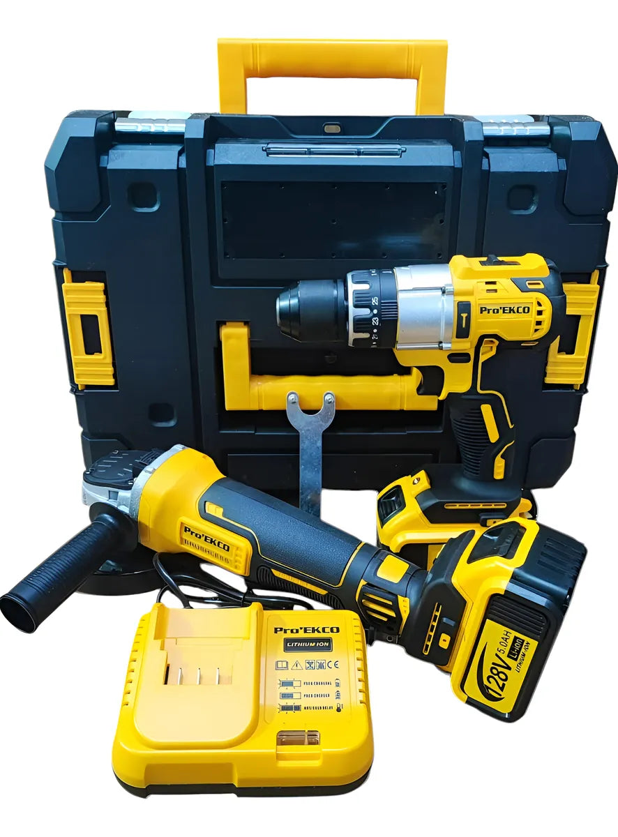 Combo Taladro + Pulidora Inalámbrico Brushless 128v - Amarillo - 50-60 Hz