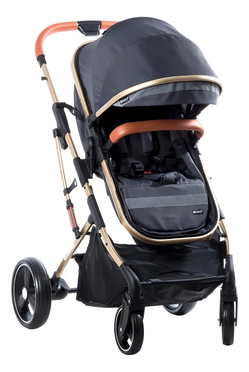 Coche Bebé Moises Plegable Ebaby Color Gris Oscuro Chasis Dorado