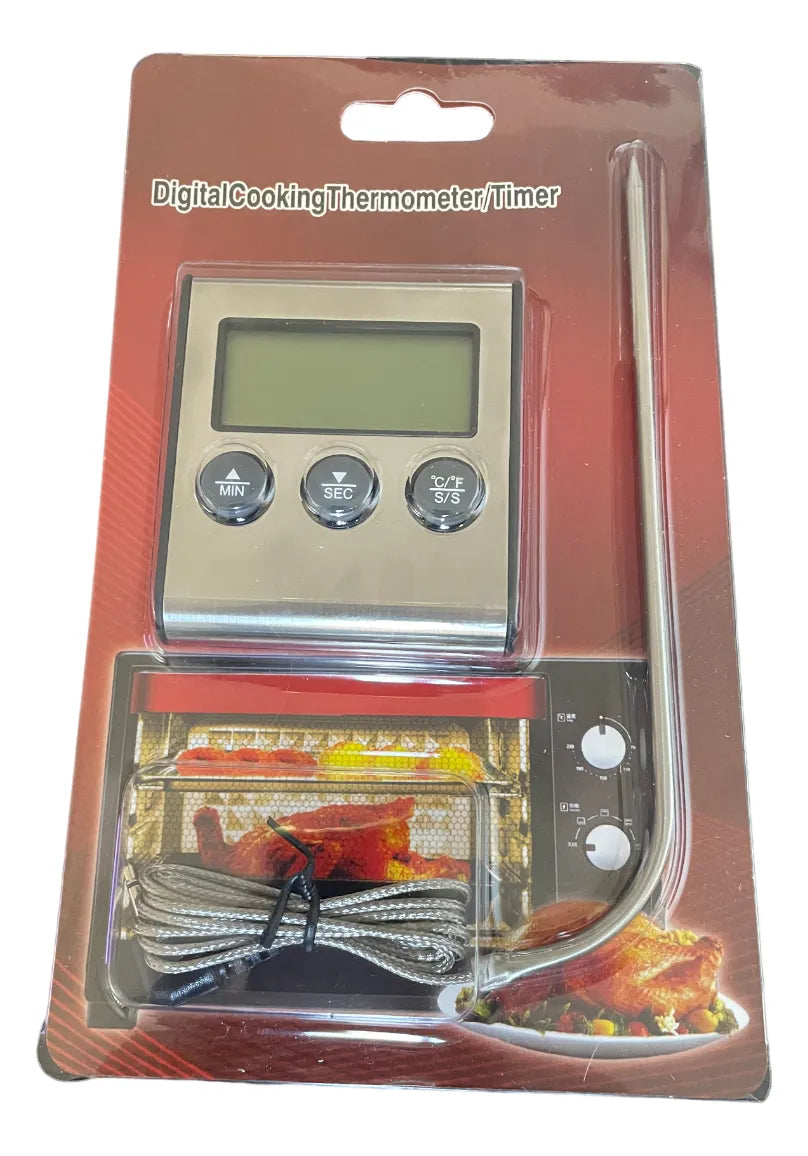 Termómetro Digital Horno Cocina Bbq Sonda Acero Iman Base