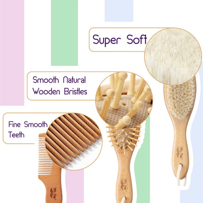 Juego De Cepillo Y Peine Para Bebes Suaves Y Naturales.